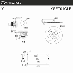 Душевая система WhiteCross Y YSET01GLB матовое золото купить в интернет-магазине сантехники Sanbest