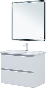 Тумба с раковиной Aquanet Эмбер 330467 80 белый матовый для ванной в интернет-магазине Sanbest