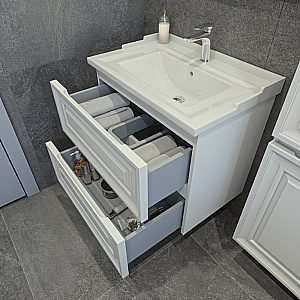 Тумба с раковиной Caprigo Ponza-A 70 два ящика, белая для ванной в интернет-магазине Sanbest