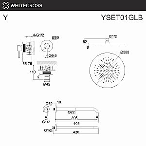 Душевая система WhiteCross Y YSET01GLB матовое золото купить в интернет-магазине сантехники Sanbest