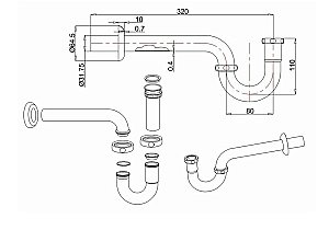 Сифон для биде Burlington W27/ARCW27 CHR хром купить в интернет-магазине сантехники Sanbest