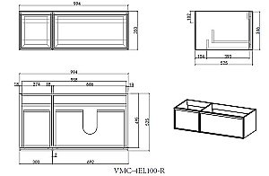 Тумба с раковиной Vincea Elise 100 VMC-4EL100MG/VCB-4EL100MW серый матовый для ванной в интернет-магазине Sanbest