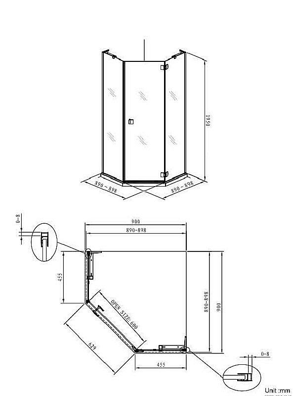 Душевой уголок Koller Pool Aqua Line Neon N90PС 90x90 купить в интернет-магазине Sanbest