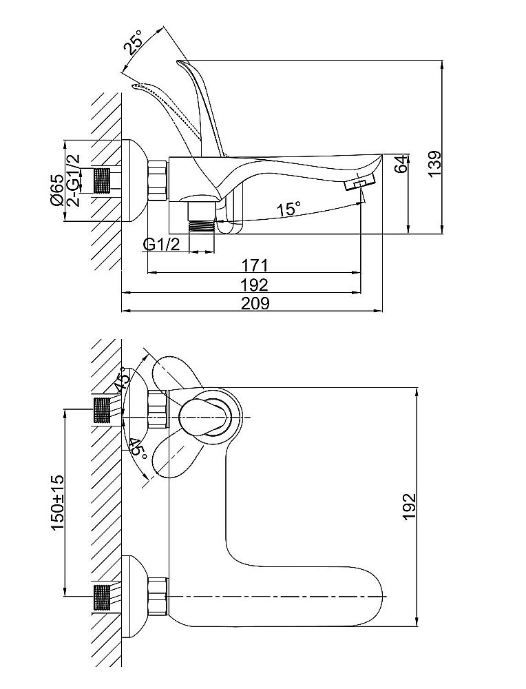 Смеситель для ванны D&K Venice Baciano DA1033256 купить в интернет-магазине сантехники Sanbest
