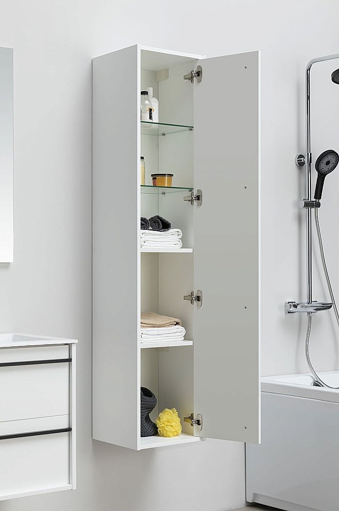 Шкаф-пенал Aquanet Lino 253909 35 белый матовый для ванной в интернет-магазине сантехники Sanbest