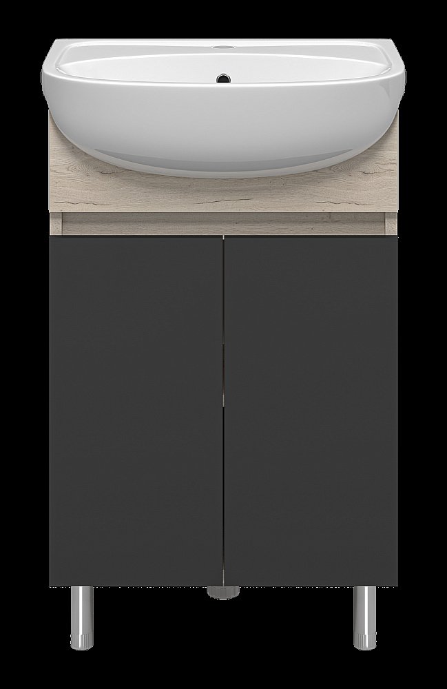 Тумба с раковиной Misty Поло - 50 О-Пол07060-0142ДП светлое дерево/графит для ванной в интернет-магазине Sanbest