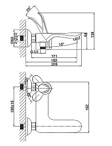 Смеситель для ванны D&K Venice Baciano DA1033256 купить в интернет-магазине сантехники Sanbest