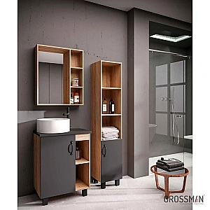 Тумба с раковиной столешницей Grossman Флай 70 серая/дуб сонома для ванной в интернет-магазине Sanbest