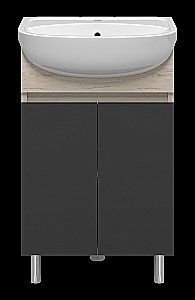 Тумба с раковиной Misty Поло - 50 О-Пол07060-0142ДП светлое дерево/графит для ванной в интернет-магазине Sanbest