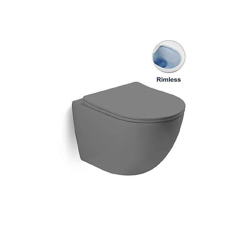 Унитаз подвесной Vincea Globo VT1-14SMG безободковый, с крышкой микролифт, серый матовый купить в интернет-магазине Sanbest