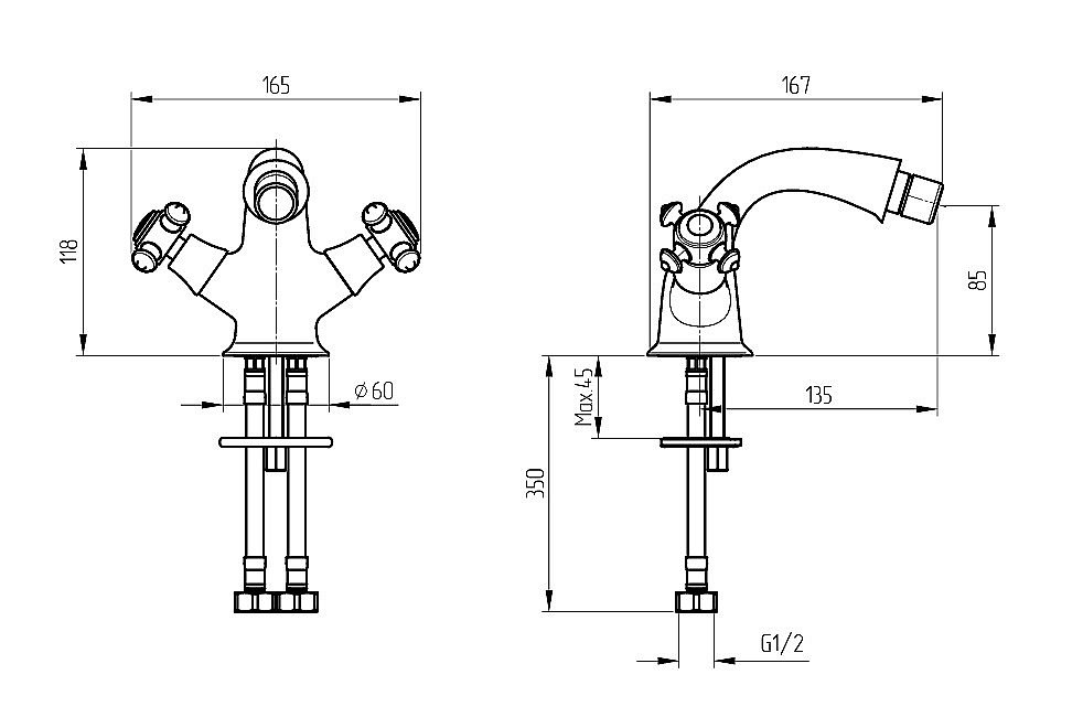 Смеситель для биде Migliore PRESTIGE 27255 хром купить в интернет-магазине сантехники Sanbest