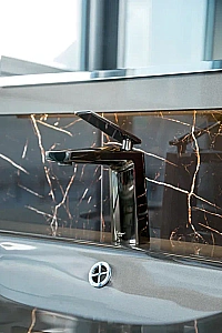 Консоль с раковиной Armadi Art LUCIDO 80 глянцевый графит для ванной в интернет-магазине сантехники Sanbest