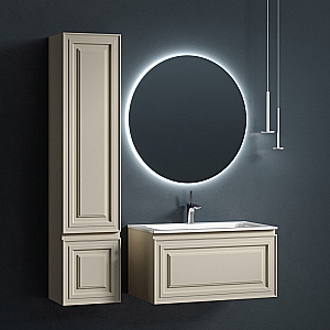 Тумба с раковиной Sancos Very VR80CE+CN7012MDH Beige Soft/раковина темный антрацит матовый для ванной в интернет-магазине Sanbest