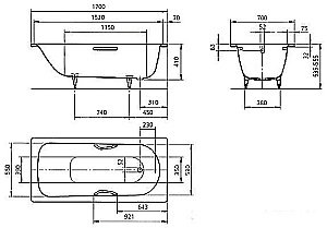 Ванна стальная Kaldewei Saniform Plus Star 335 170x70 133500010001 белый купить в интернет-магазине Sanbest