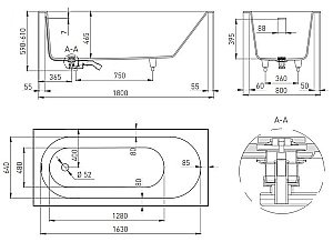Ванна Salini ORNELLA КIТ S-Sense 180x80 102412M белая матовая купить в интернет-магазине Sanbest