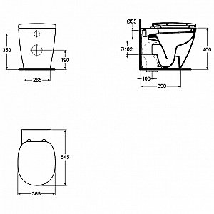 Унитаз приставной Ideal Standard Connect E803401 белый купить в интернет-магазине Sanbest