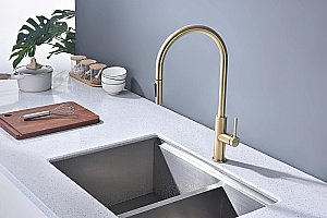 Смеситель для кухни Paulmark Senso Se215180-LG светлое золото купить в интернет-магазине сантехники Sanbest