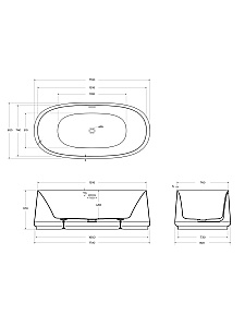 Акриловая ванна Cezares LUX 170х82 CZR-LUX-CENTRAL-170-82-58-MATT белая матовая купить в интернет-магазине Sanbest
