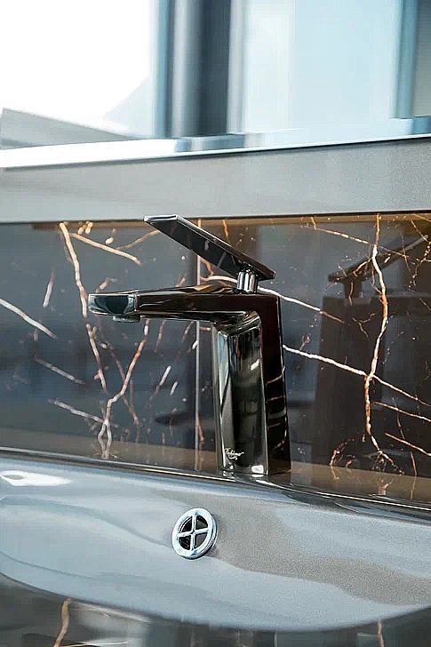 Консоль с раковиной Armadi Art LUCIDO 80 глянцевый графит для ванной в интернет-магазине сантехники Sanbest