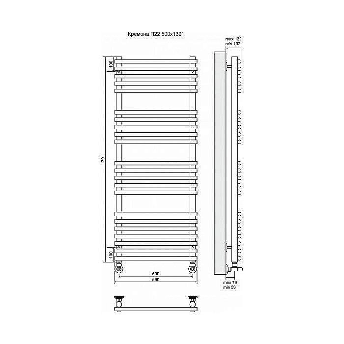 Полотенцесушитель водяной Terminus Кремона П22 500x1391 купить в интернет-магазине сантехники Sanbest