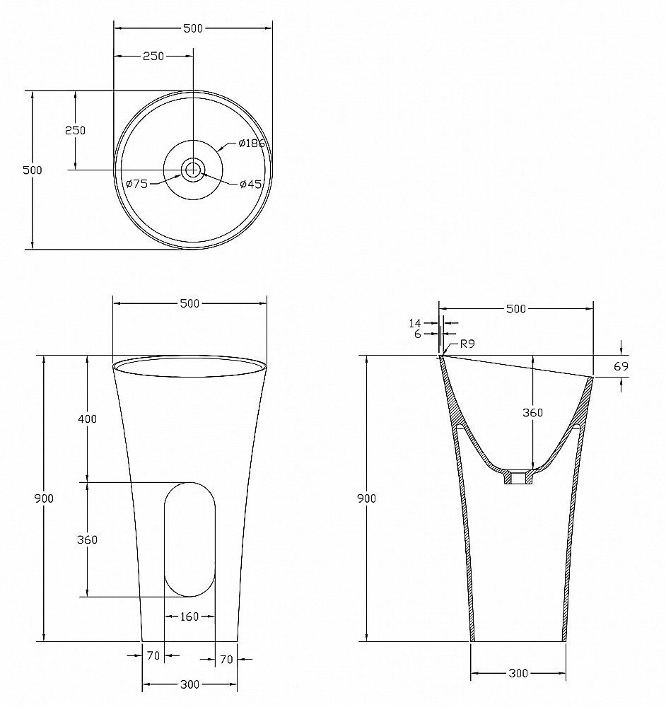 Раковина Abber Stein AS2509-H белая матовая купить в интернет-магазине Sanbest