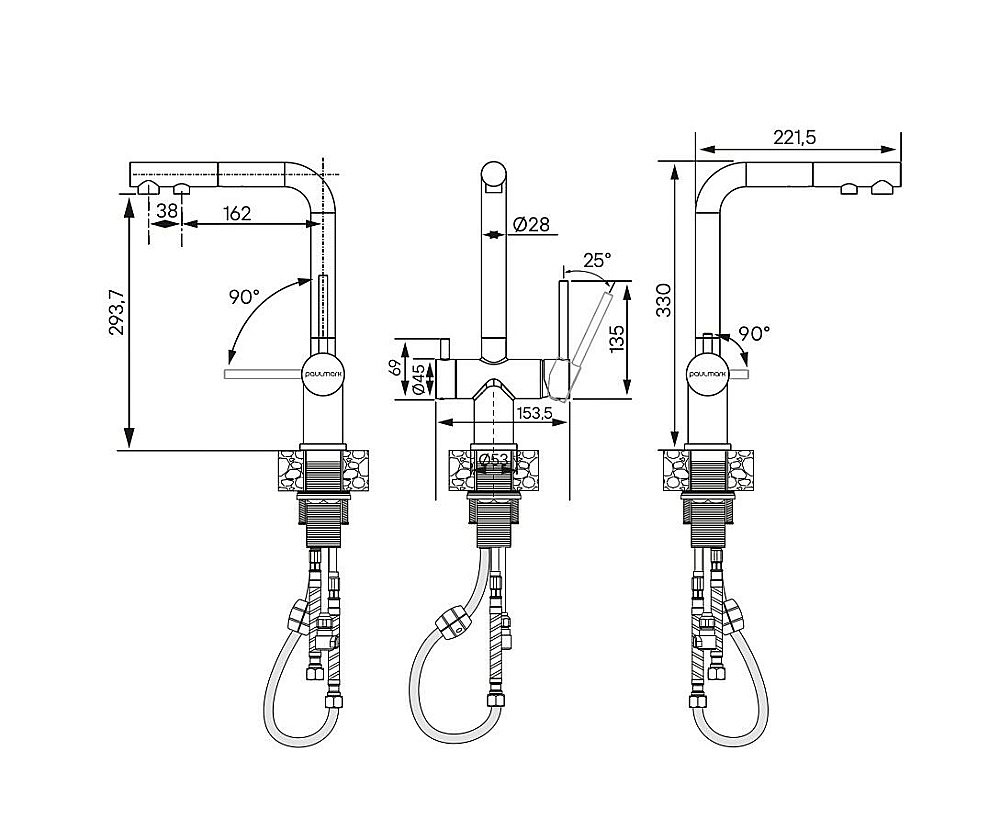Смеситель для кухни Paulmark Serpentine Se213222-LG светлое золото купить в интернет-магазине сантехники Sanbest