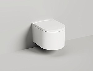 Унитаз подвесной Salini Gemelli 240121KM из искусственного камня S-Stone, безободковый, с крышкой микролифт, белый матовый купить в интернет-магазине Sanbest