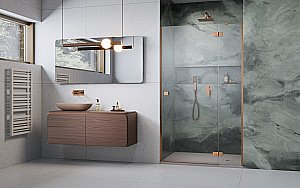 Душевая дверь Radaway Essenza 8 Brushed Copper DWJ 120 R стекло прозрачное/профиль брашированная медь купить в интернет-магазине Sanbest