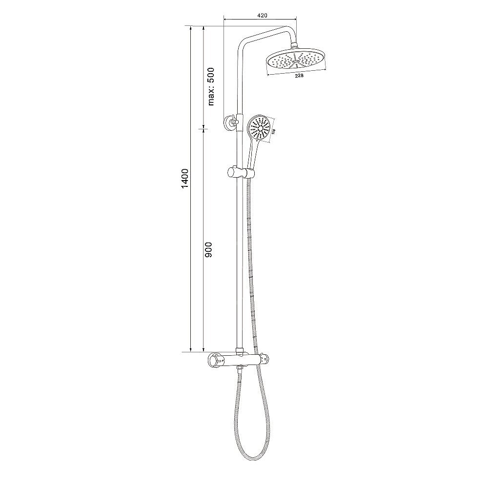 Душевая система с термостатом Olive's TERMO 34291TM хром купить в интернет-магазине сантехники Sanbest