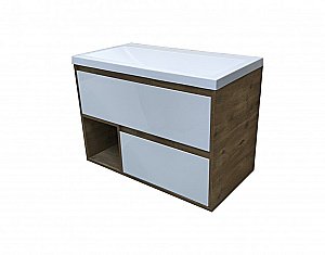 Тумба с раковиной Эстет Monaco Wood 90 подвесная 2 ящика/любой цвет тумбы и раковины с блестками под заказ для ванной в интернет-магазине Sanbest