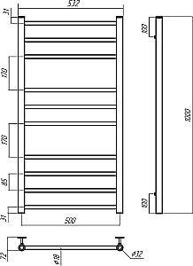 Полотенцесушитель водяной Terminus Аврора П10 500х1000 купить в интернет-магазине сантехники Sanbest
