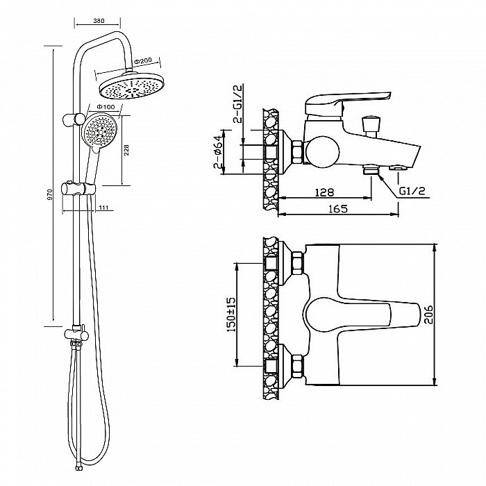 Душевая система Orange Tony M54-933cr хром купить в интернет-магазине сантехники Sanbest