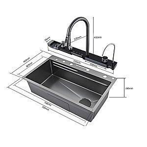 Кухонная мойка CeruttiSpa GLORIA Pro black 75 CT10578 графит купить в интернет-магазине сантехники Sanbest