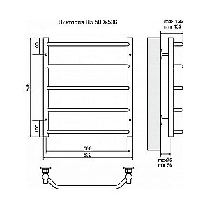 Полотенцесушитель электрический Terminus Виктория П5 500x596 левый/правый купить в интернет-магазине сантехники Sanbest