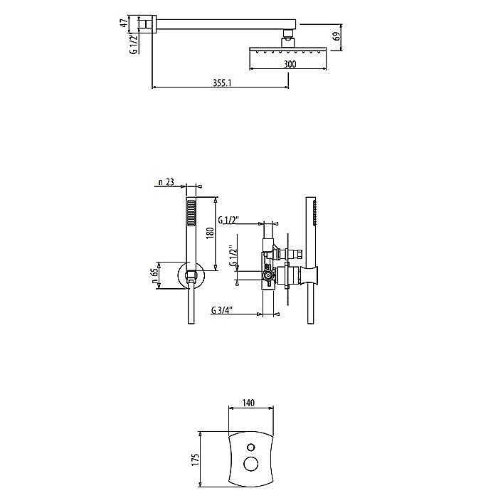 Душевая система Gattoni Intersezione 4790/PDC0 купить в интернет-магазине сантехники Sanbest