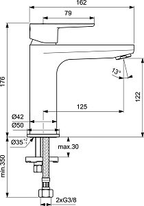 Смеситель для раковины Ideal Standard CERAFINE O BC554XG купить в интернет-магазине сантехники Sanbest