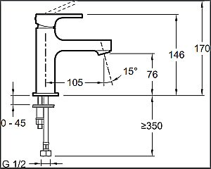 Cмеситель для раковины Jacob Delafon STRAYT E8919-CP купить в интернет-магазине сантехники Sanbest