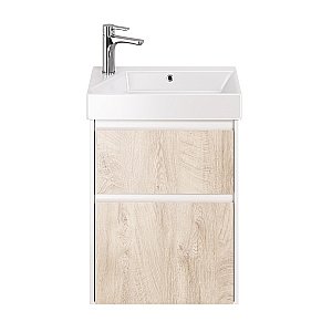 Тумба с  раковиной подвесная/напольная Dreja SLIM 55 белый глянец/дуб кантри для ванной в интернет-магазине Sanbest