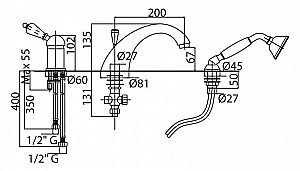 Смеситель для ванны Cezares VINTAGE-BVDM-01-Sw хром купить в интернет-магазине сантехники Sanbest