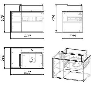 Тумба с раковиной подвесная Grossman АЛЬБА 80 Веллингтон/бетон для ванной в интернет-магазине Sanbest