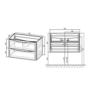 Тумба с раковиной Vincea PAOLA VMC-2P800RW + VCB-2VP800W 80 темное дерево для ванной в интернет-магазине Sanbest