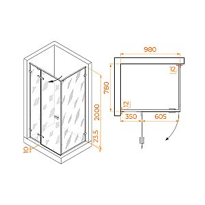 Душевой уголок RGW Stilvoll SV-040-Gr 100х80 353204008-210 стекло матовое/профиль серый купить в интернет-магазине Sanbest