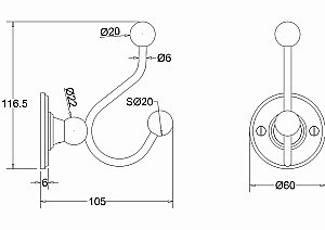 Крючок двойной Burlington A4 CHR хром купить в интернет-магазине сантехники Sanbest