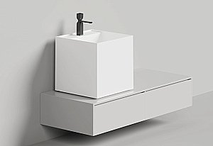 Раковина накладная Salini Armonia SQUARE Top 03 130523TM 45 из искусственного камня S-Stone, белая матовая купить в интернет-магазине Sanbest