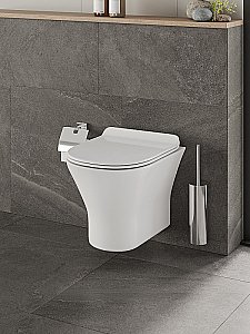 Унитаз подвесной Orange CI01-100W+APB144 безободковый, с крышкой микролифт, с инсталляцией, белый/кнопка черная купить в интернет-магазине Sanbest