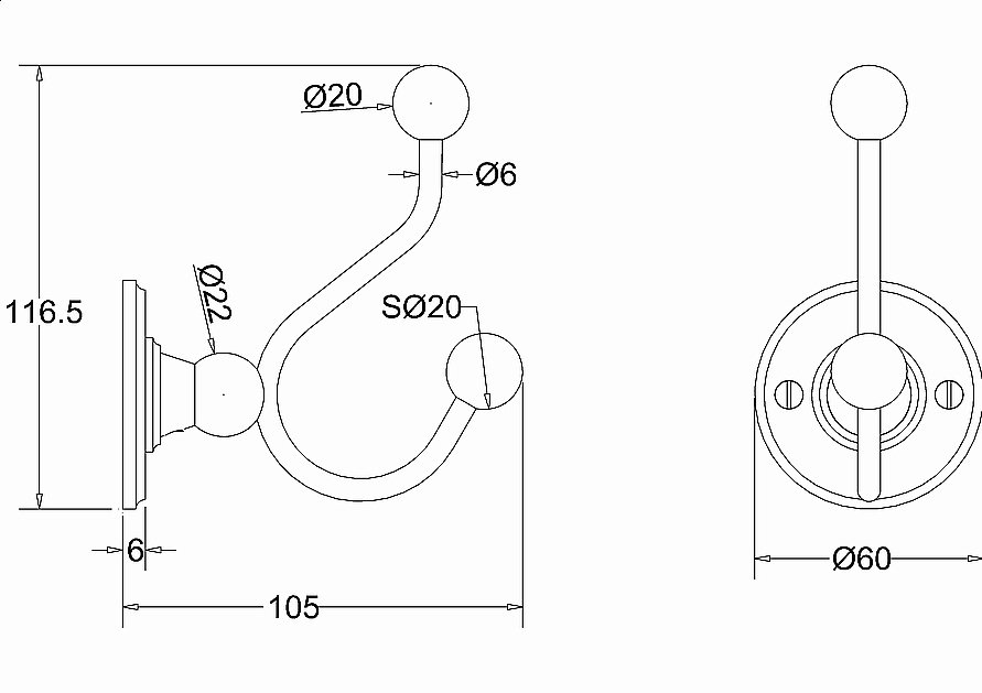 Крючок двойной Burlington A4 CHR хром купить в интернет-магазине сантехники Sanbest