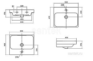 Раковина мебельная Santek Адриана 55 1.WH50.1.620 белая купить в интернет-магазине Sanbest
