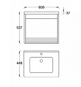 Тумба с раковиной Pestan Vision 60 VSN600T-CR орех/белый для ванной в интернет-магазине Sanbest