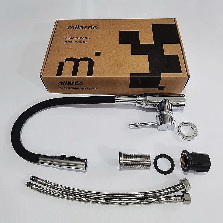 Смеситель для кухни Milardo Meal M01SB2FM05 хром/черный купить в интернет-магазине сантехники Sanbest