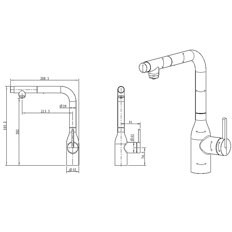 Смеситель для кухни Paulmark Viper Vi213105-G золото купить в интернет-магазине сантехники Sanbest